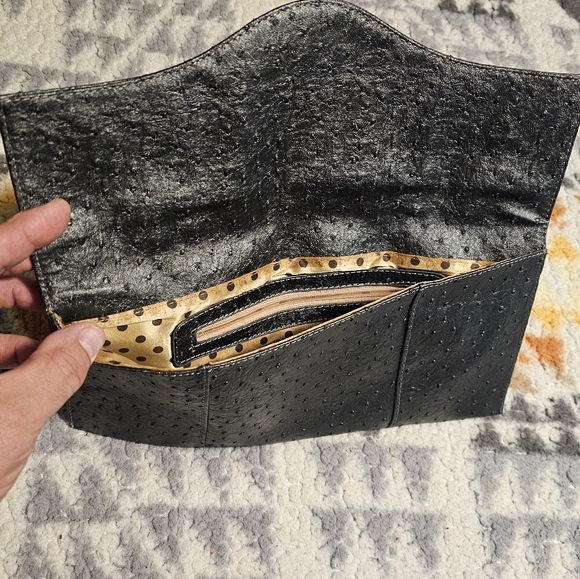 Ostrich Print Clutch by Urban Expressions in Charcoal - Picture 3 of 5